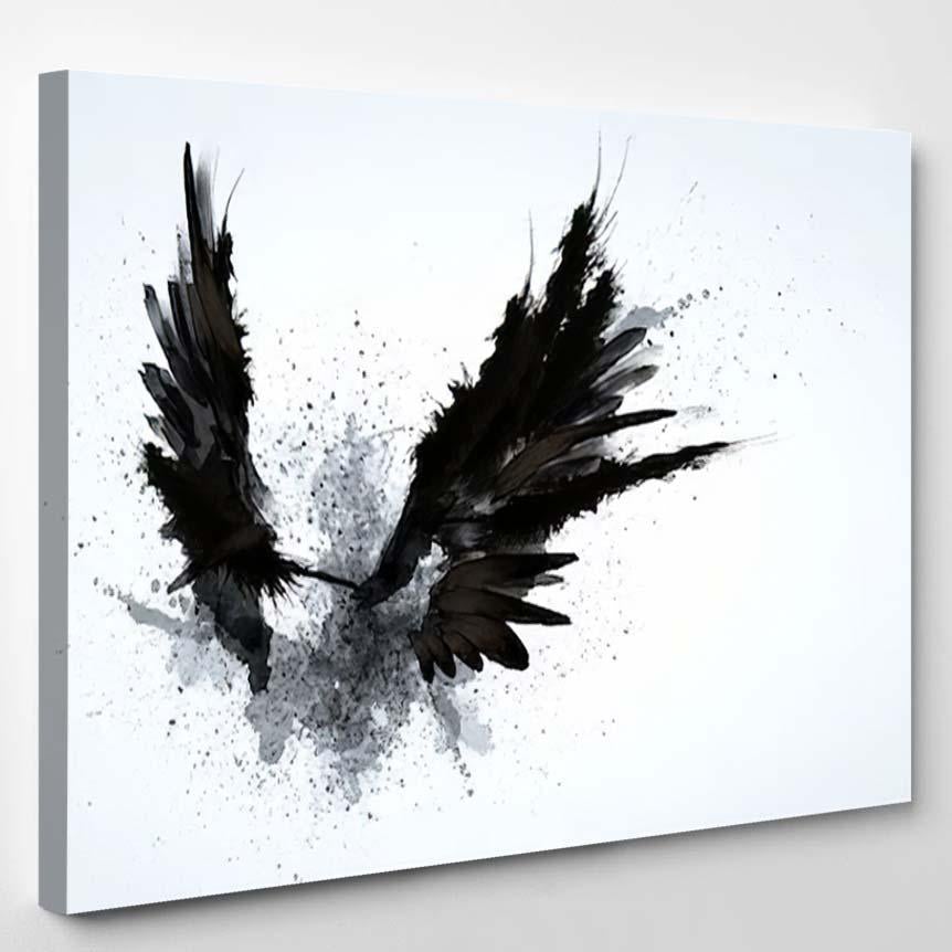 Abstract Image Black Wings Against Light – Eagle Animals Canvas Print