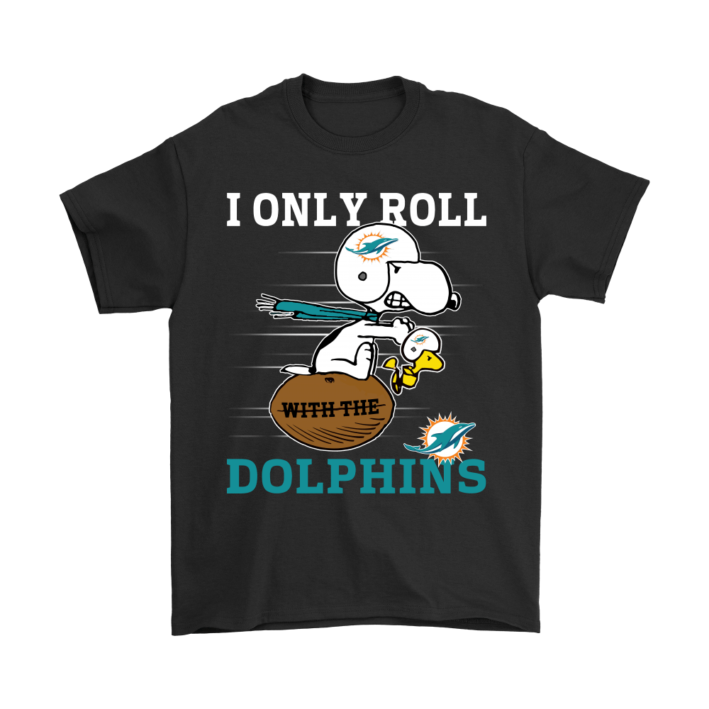 Cover your body with amazing Snoopy And Woodstock I Only Roll With The Miami Dolphins Shirts