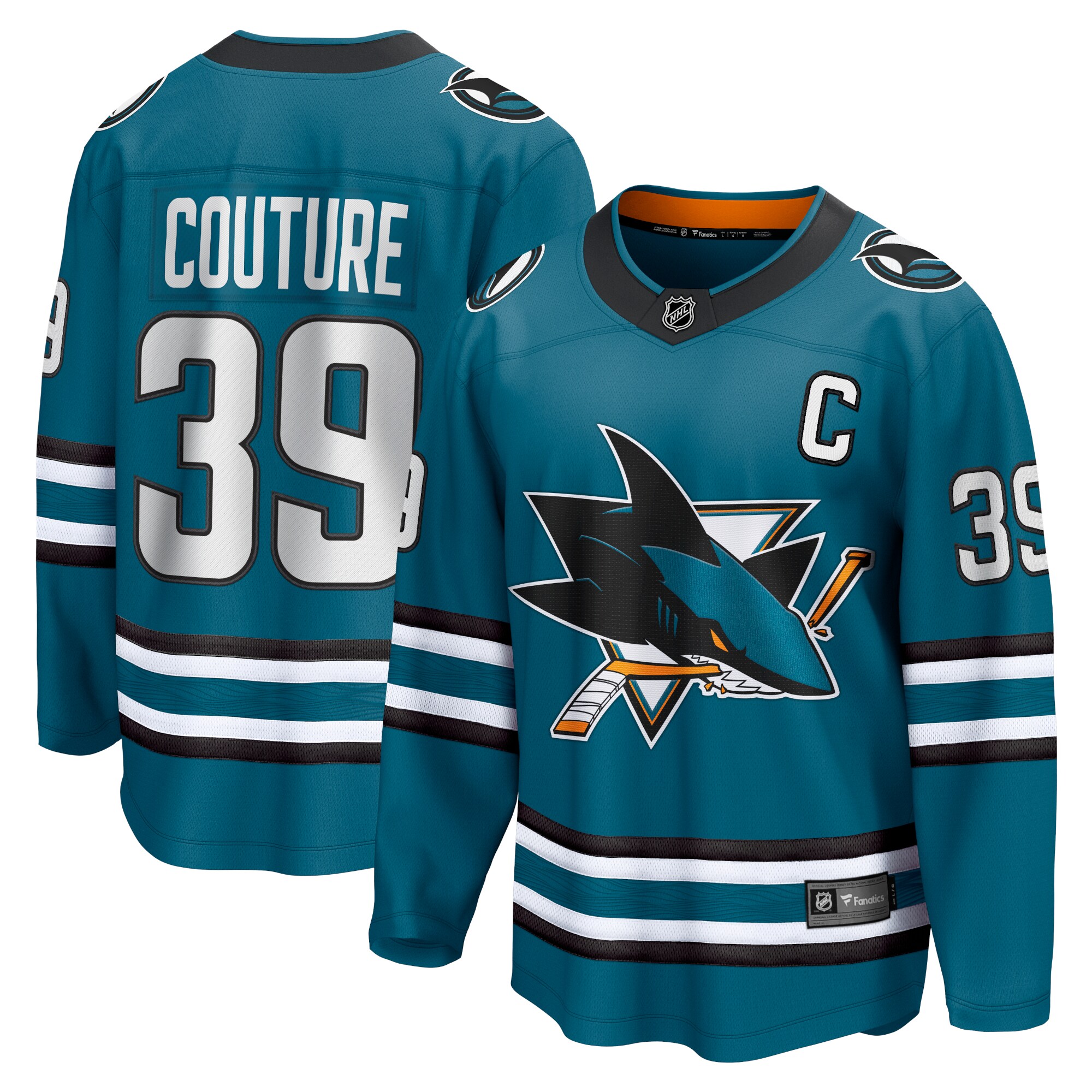 Men's San Jose Sharks Logan Couture Teal Home Premier Breakaway Player Jersey