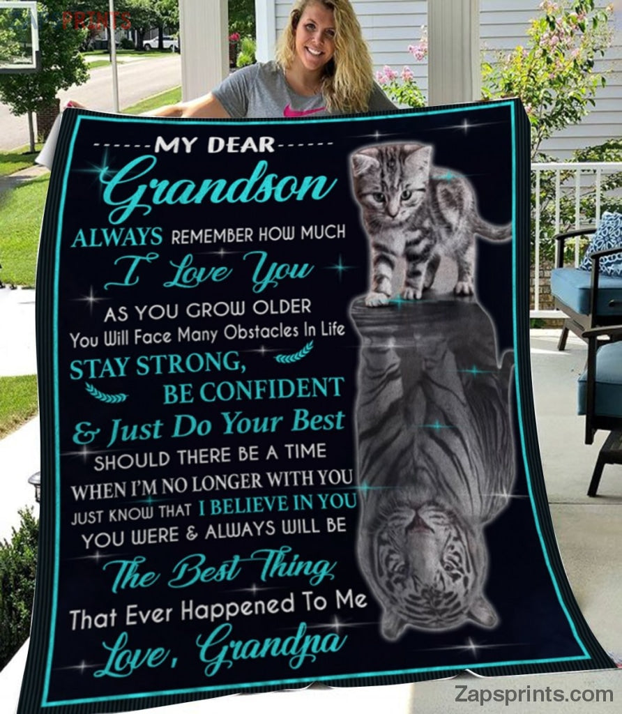 Gift For Grandson – To My Grandson – Cat – I Love You – Grandpa Gift To Grandson – Blanket