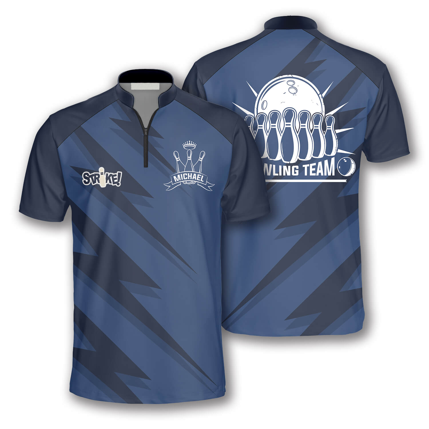 3D All Over Print Blue Lightning Custom Bowling Jerseys For Men, Uniform Shirt For Bowling Team