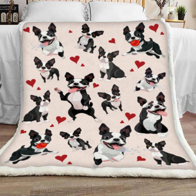 Boston Terrier Sherpa Blanket JR1301 70O56