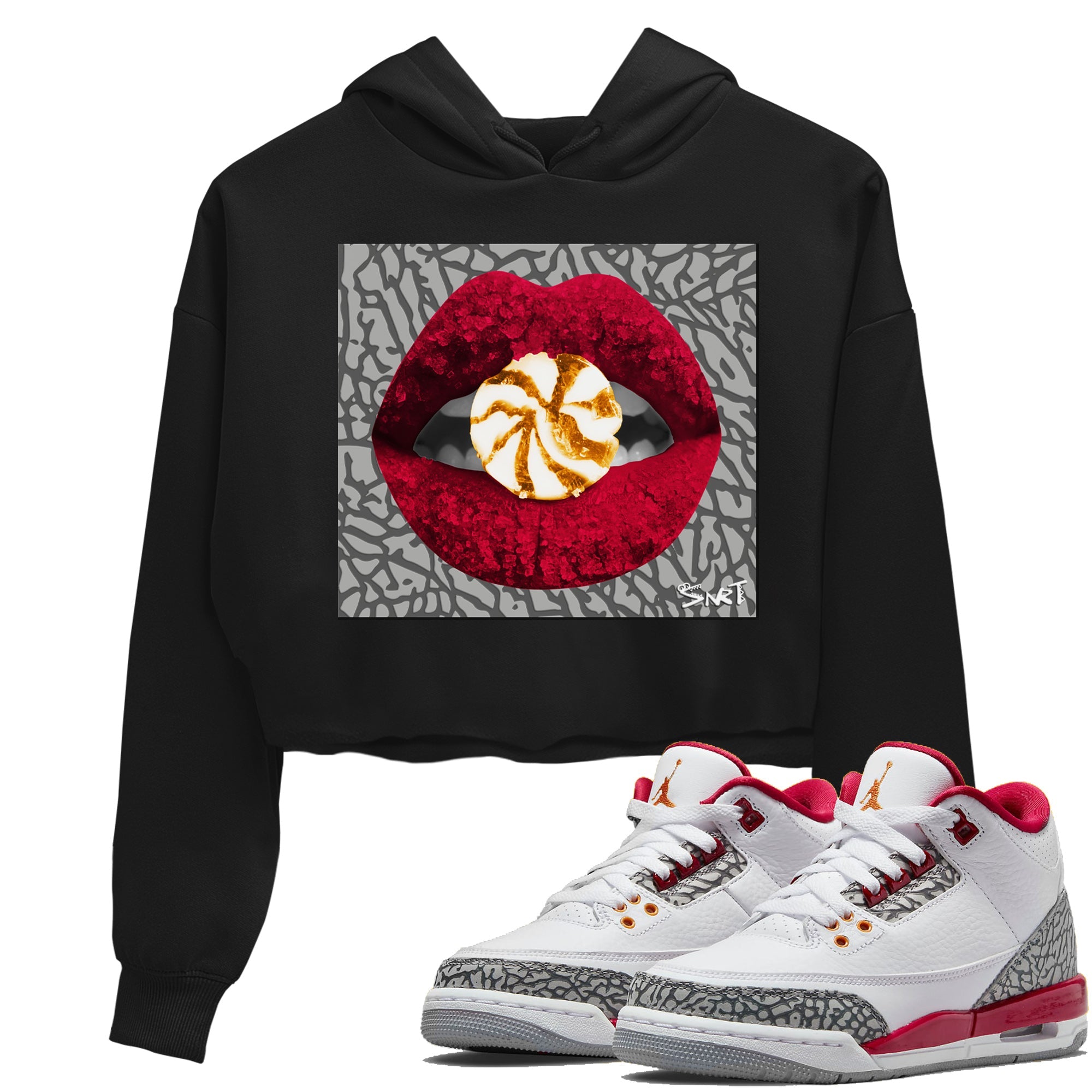 Lips Candy Crop Hoodie – Air Jordan 3 Cardinal