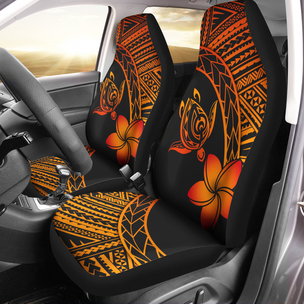 Alohawaii Car Seat Covers – Hawaii Turtle Plumeria Orange Car Seat Covers