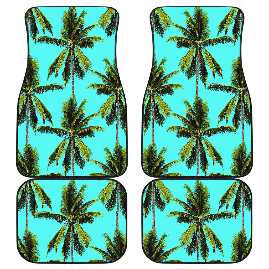 Tropical Palm Tree Pattern Print Front And Back Car Floor Mats, Front Car Mat