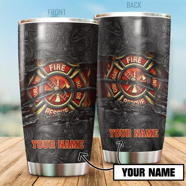 Firefighter Symbol Customize Name Stainless Steel Tumbler Mh27112003