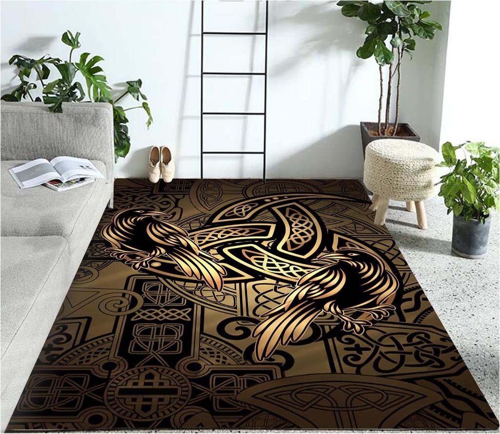 Totem Birds Raven Huginn And Muninn Ravens Of Odin Viking Rug