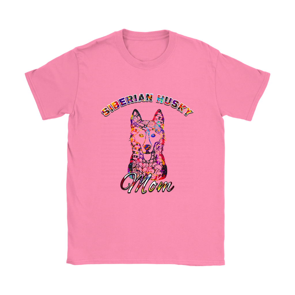 Colorful Siberian Husky Mom T-Shirts & Hoodies