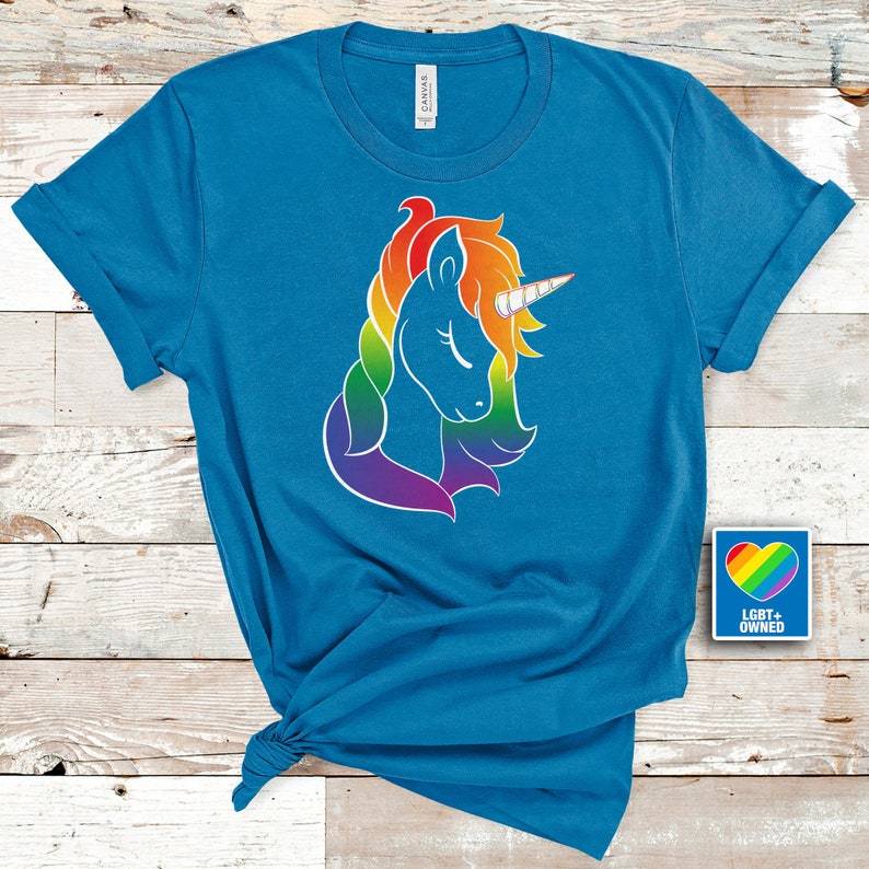 Rainbow Unicorn T-Shirt, Gay Pride Lgbtq Present, Pride Shirt, Rainbow T Shirt, Lgbt Pride Shirt