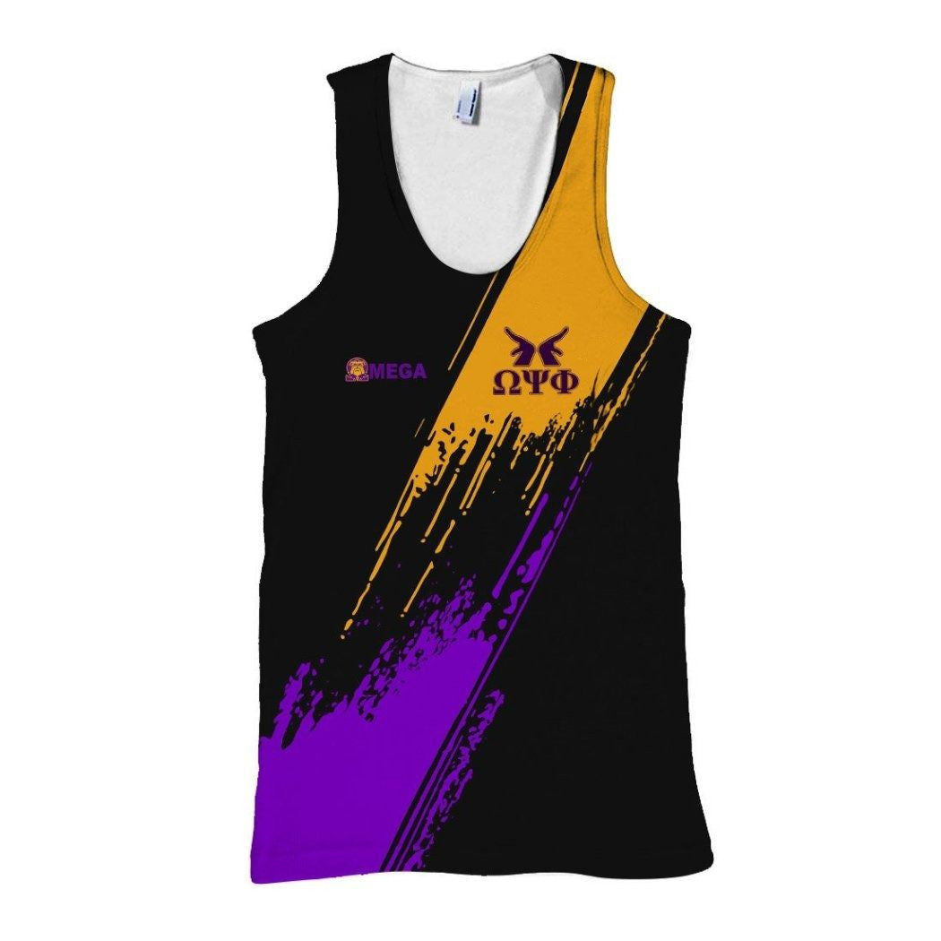 Fraternity Tank Top  – Omega Psi Phi Yellow Purple Paint Style Tank Top