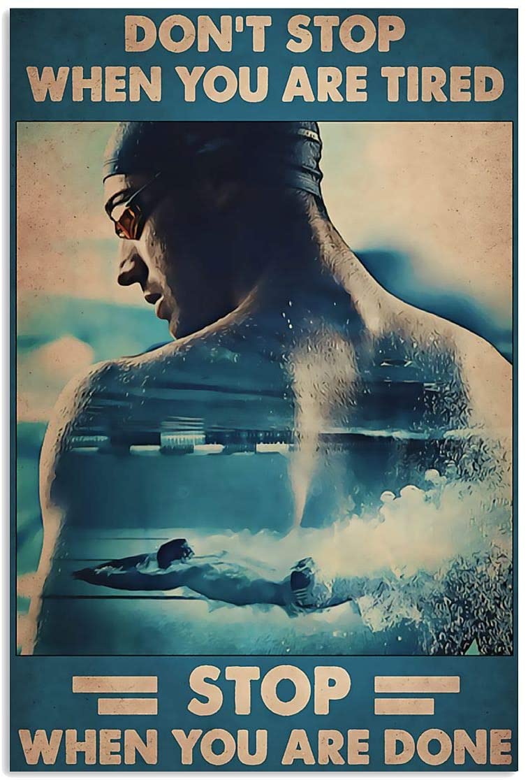 Vintage Man Swimmers Don’T Stop When You Are Tired Poster Art Print      Home Decor Gift For Men Women Family Friend On Birthday Xmas