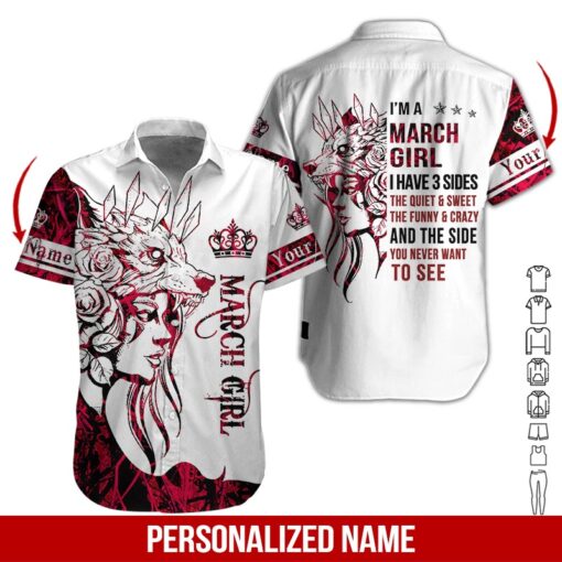 Personalized Name March Girl Custom Aloha Hawaii Shirts For Men Women Ha12383