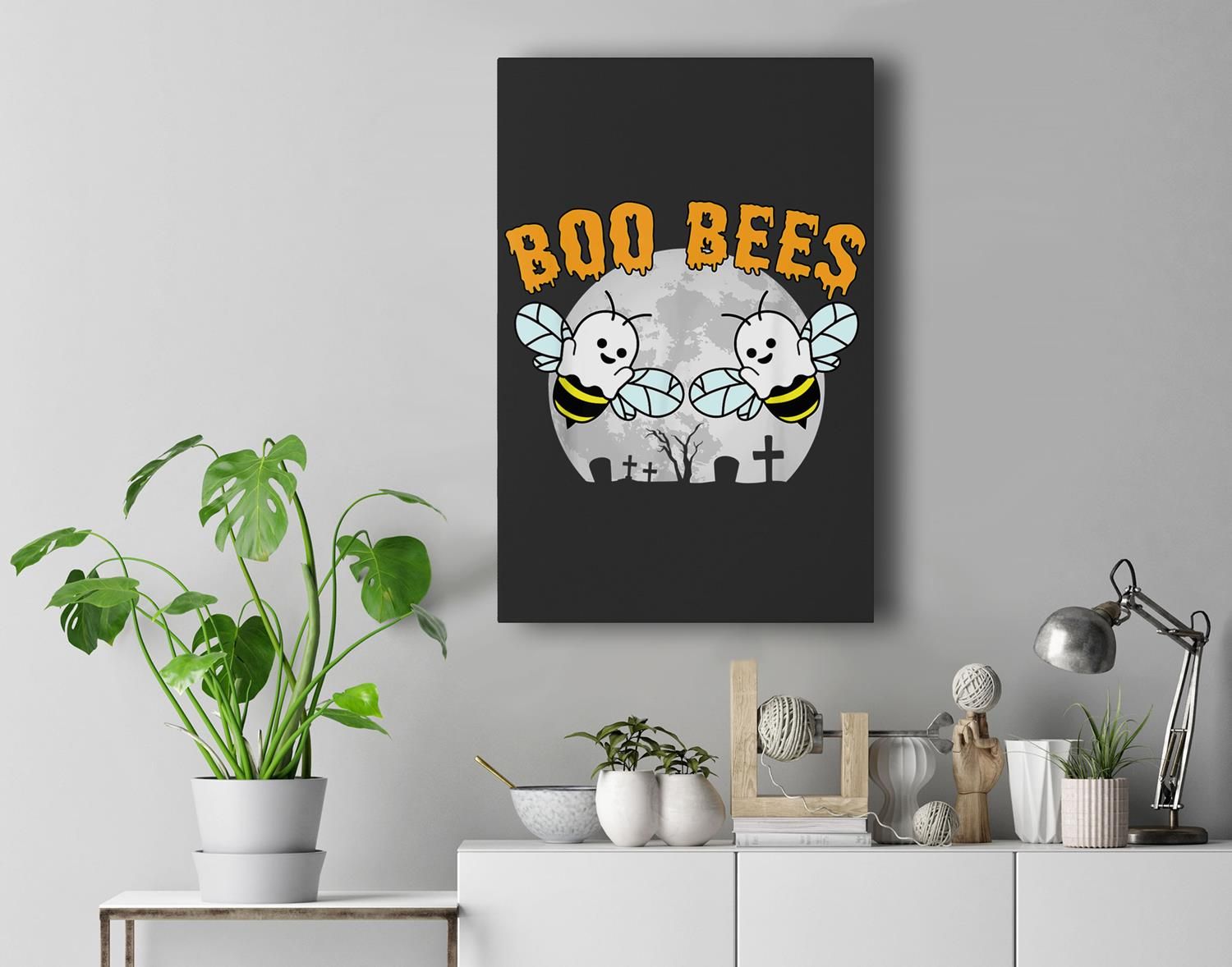 Boo Bees Funny Couples Halloween Bee Ghost Matching Premium Wall Art Canvas Decor