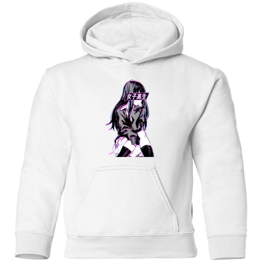 AGR SCHOOLGIRL (Glitch) – Sad Japanese Anime Aesthetic Toddler Pullover Hoodie