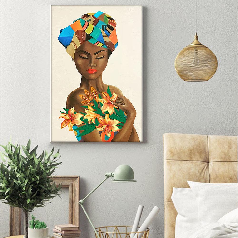 Nice African Custom Canvas Art Awesome Black Power Poster Print Black Woman Wall African Men Appealing Canvas Room Decor