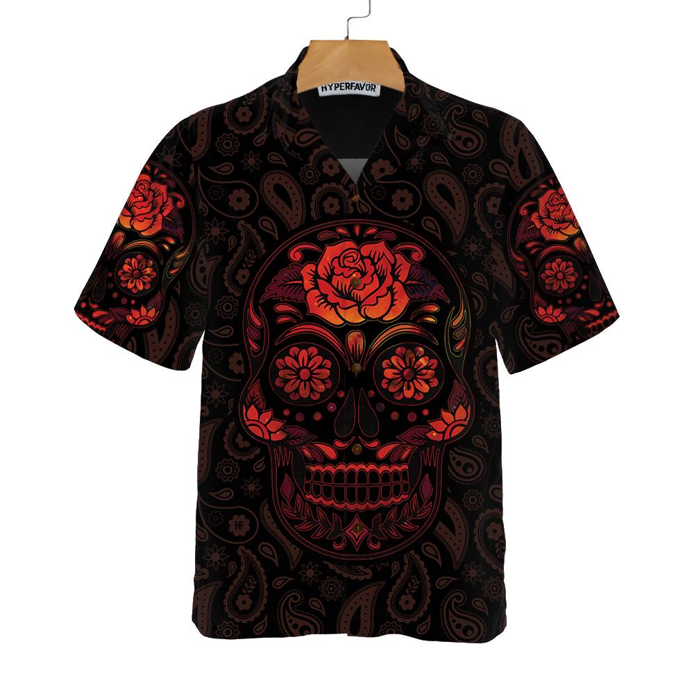 Red Mexican Sugar Skull Hawaii Day Of The Dead Shirt Ha108521