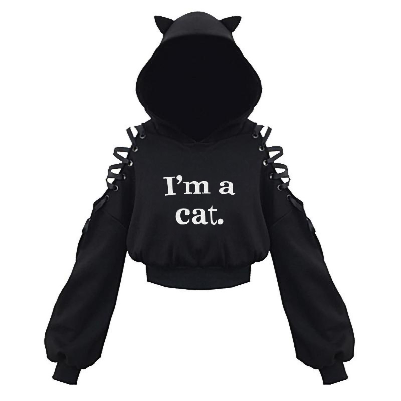 Women’s Cat Ear Hoodie Pullover Long Sleeve Hooded Sweatshirt Cute Blouse Men’s Hooded Sweatshirt Running Shirt alx