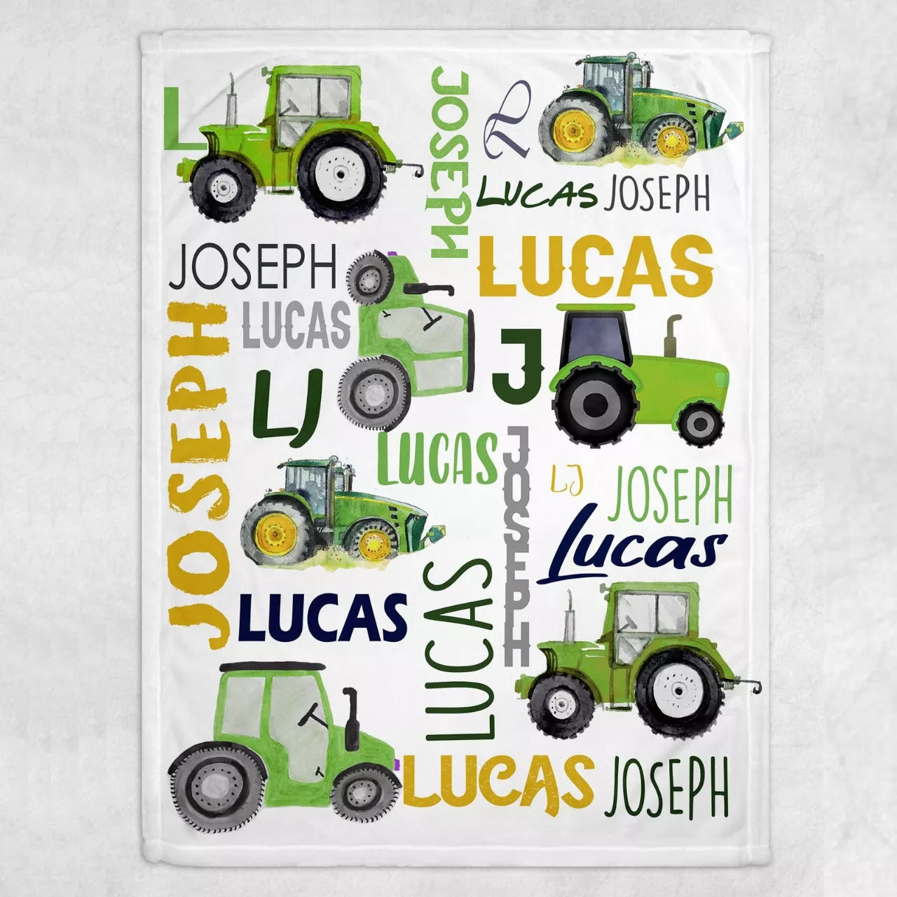 Personalized Tractor Baby Blanket, Cute Tractor Soft Fleece Sherpa Blanket, New Born Gift Throw Blanket, Tractor Gift