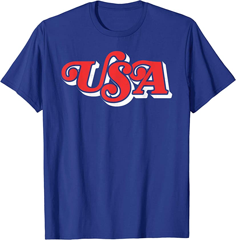 Vintage USA Retro Typography Patriotic 4th of July T-Shirt