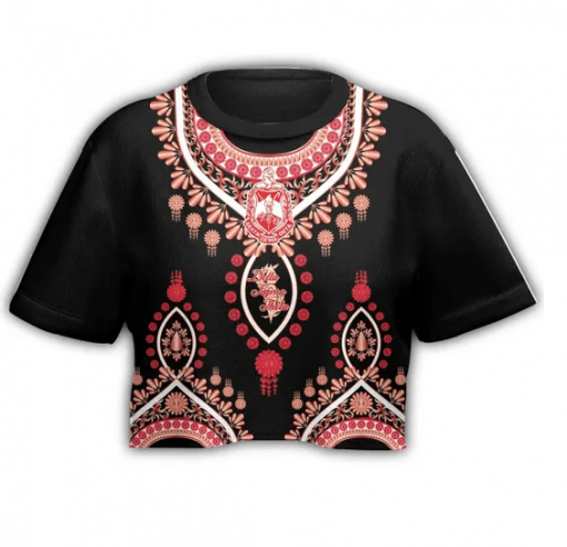 Delta Sigma Theta Dashiki Pattern Crop Top T Shirt