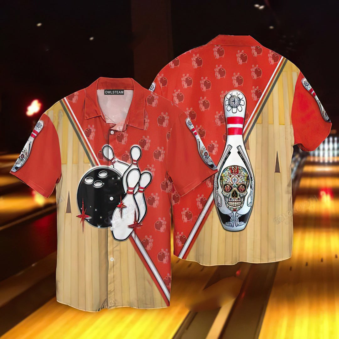 Hippie Bowling Ball Skull Hawaiian Shirts #Xh