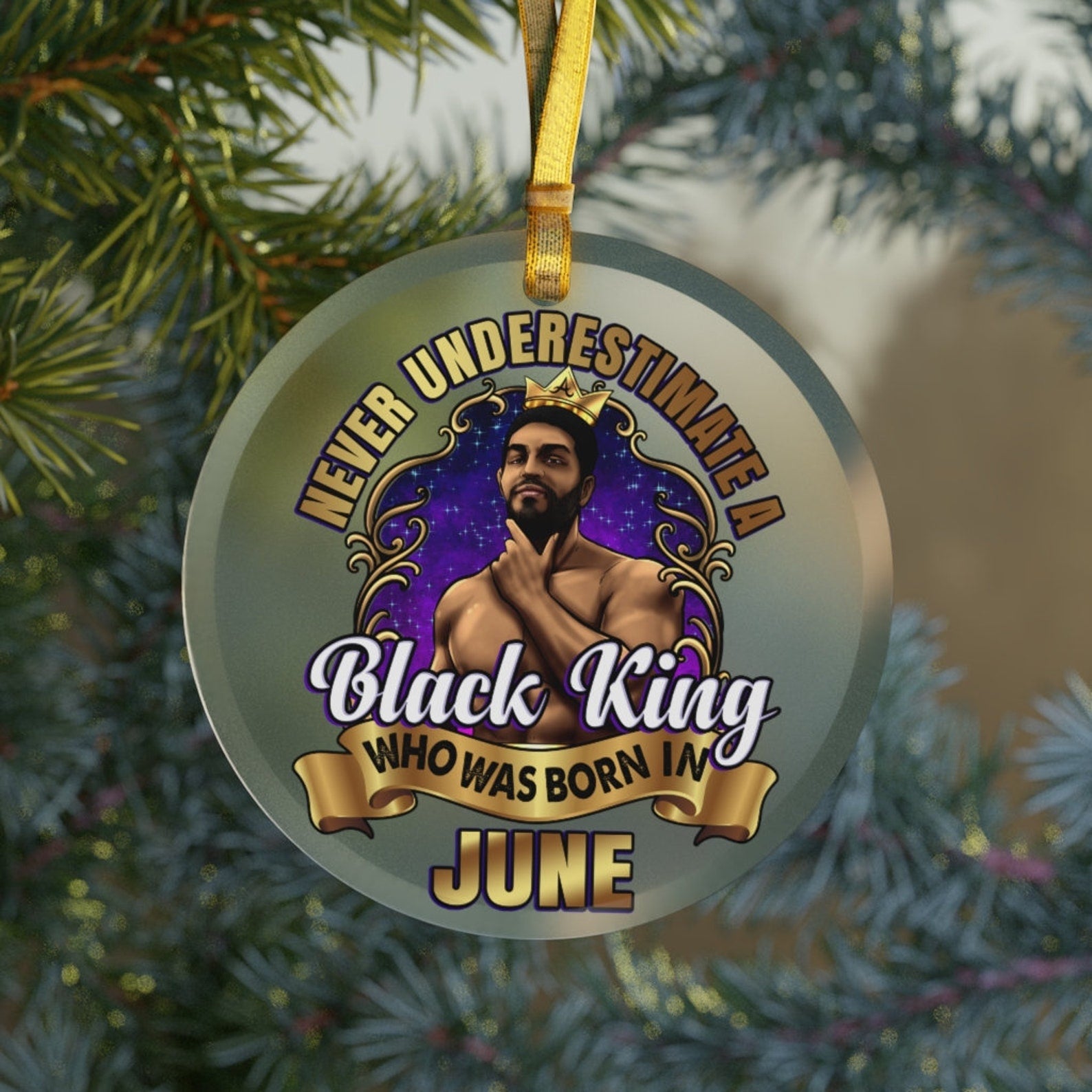 June Black King Glassblack Husbandblack Sonblack Boyfriendblack King Birthday Gifts For Black Men Holiday Christmas Ornament