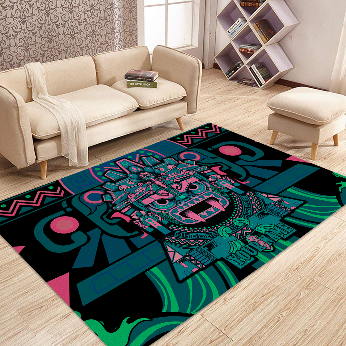 Aztec Tlaloc God Aztec Mexican Mural Art Customized 3D All Over Printed Rug – Am Style Design