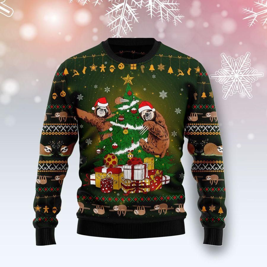 Sloth Christmas Tree Ugly Christmas Sweater