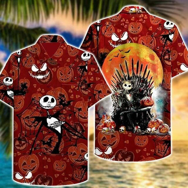 Jack Skellington Hawaii Ii Graphic Print Short Sleeve Hawaii Casual Shirt Ha109091