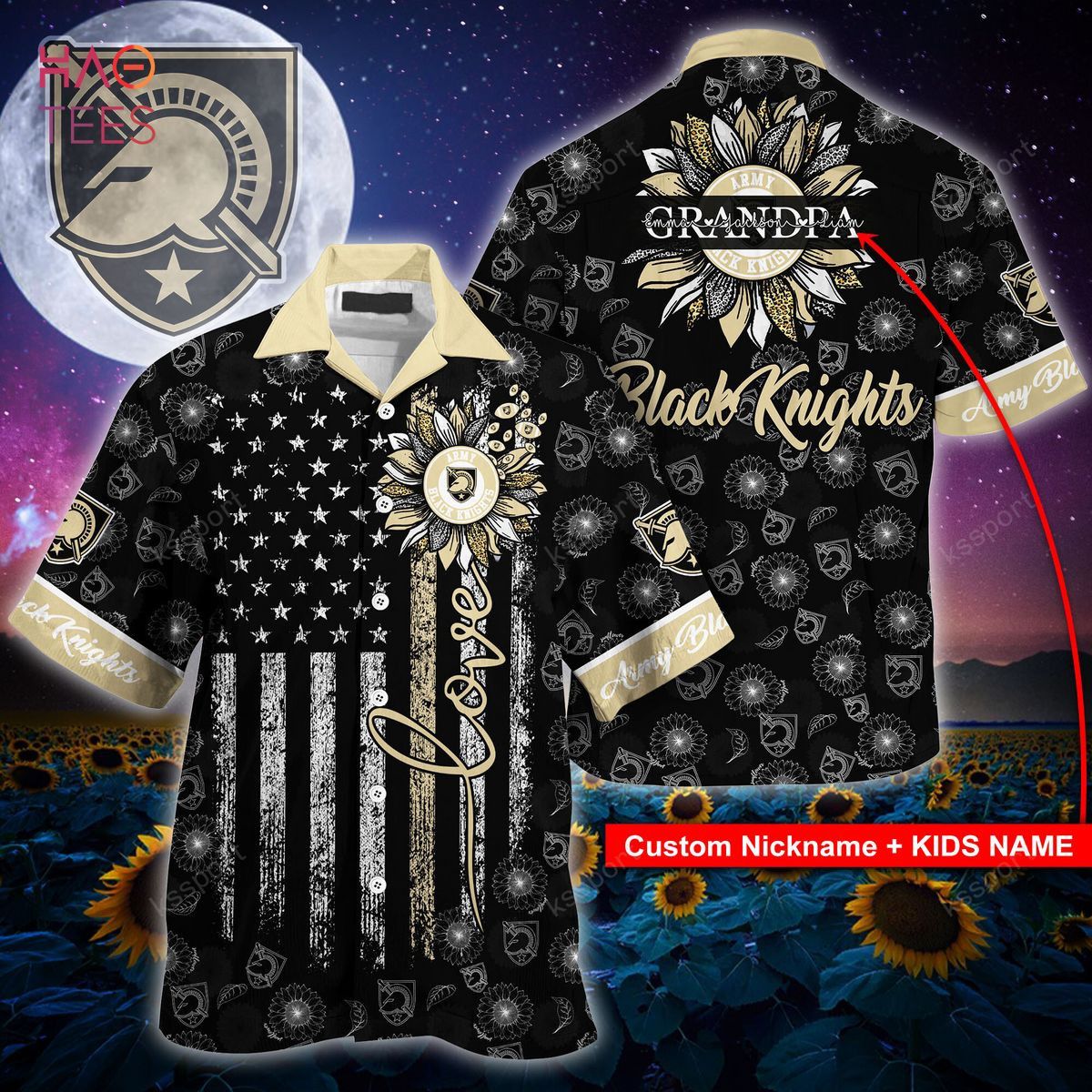 NCCA Army Black Knights Custom Name Black Trendy Hawaiian Shirt Aloha Shirt