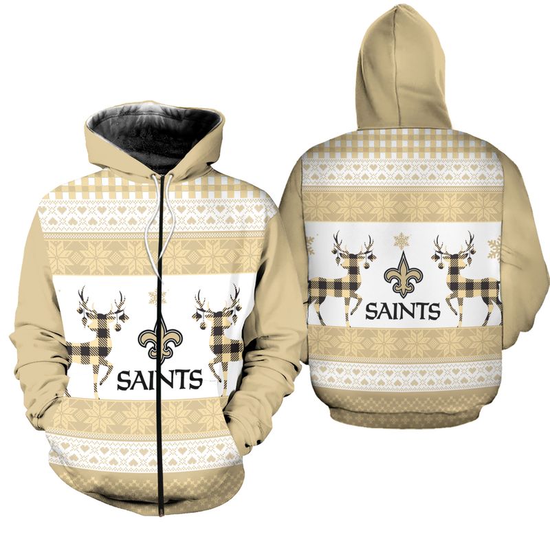 New Orleans Saints Christmas Zipper Hoodie