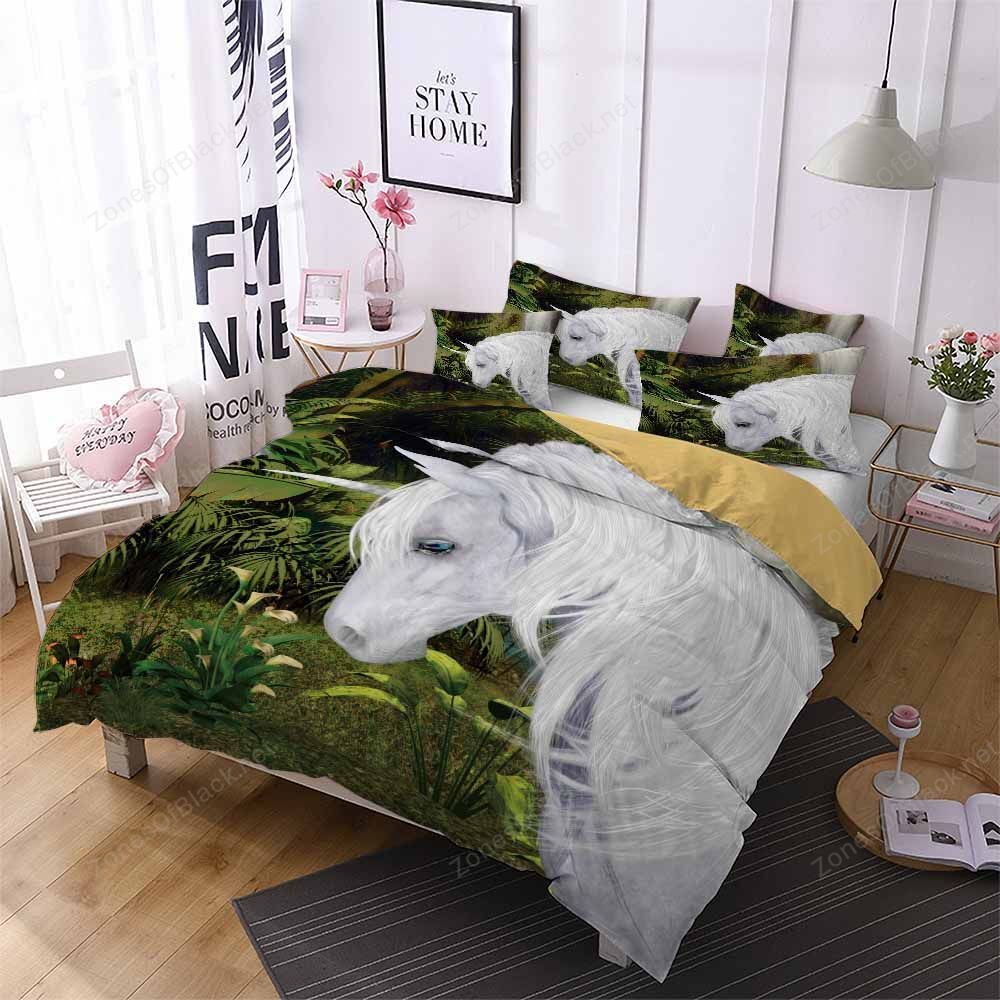 White Unicorn In Dreamyland 3D Bedding Set Bedroom Decor