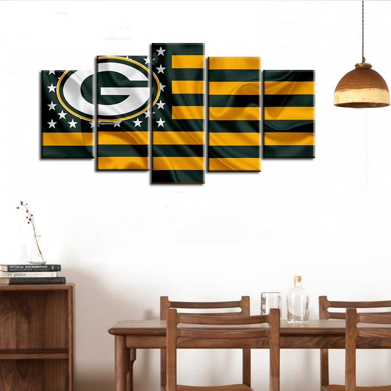 Green Bay Packers American Flag Canvas