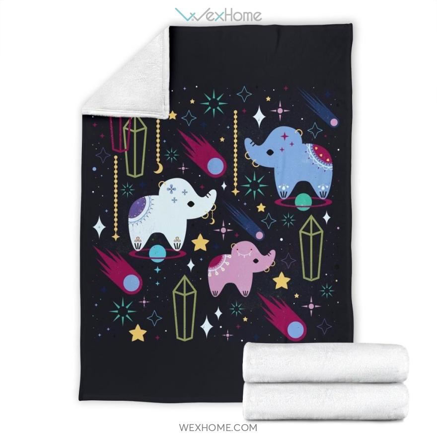 Cute Elephant In The Universe Premium Blanket