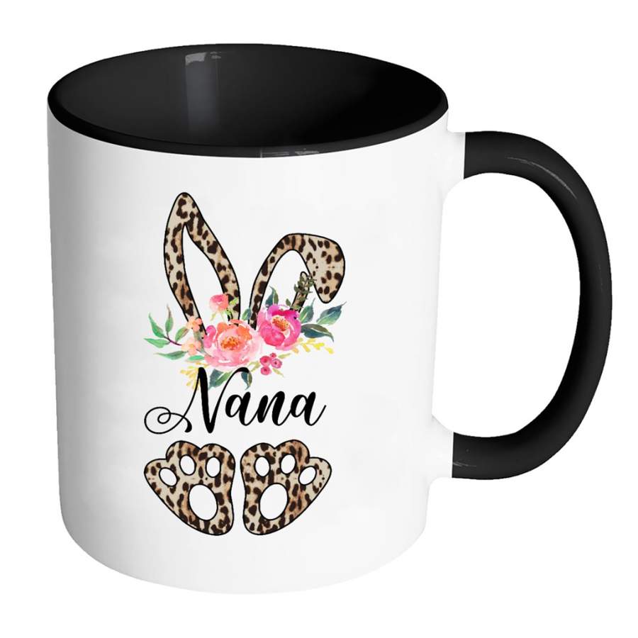 Nana Bunny Leopard Print Floral Funny Thanksgiving Day Gift Ideas For Nana Grandma Mimi Women And Mom B – Coffee Colors Mug