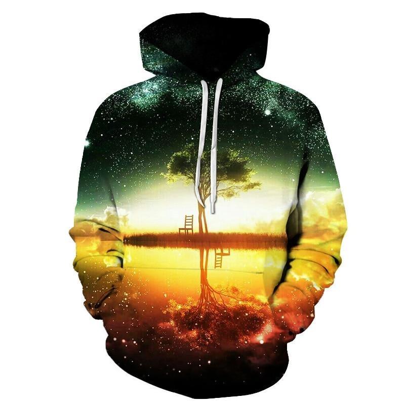 Galaxy Island Tree Reflection Hoodie