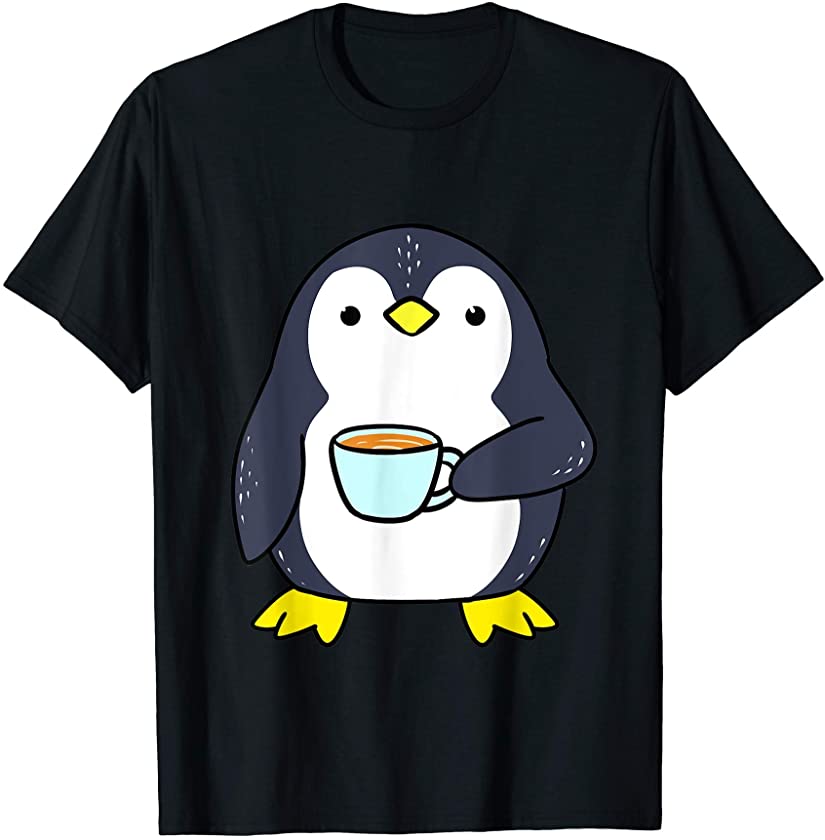 Penguin Drinking Coffee T-Shirt