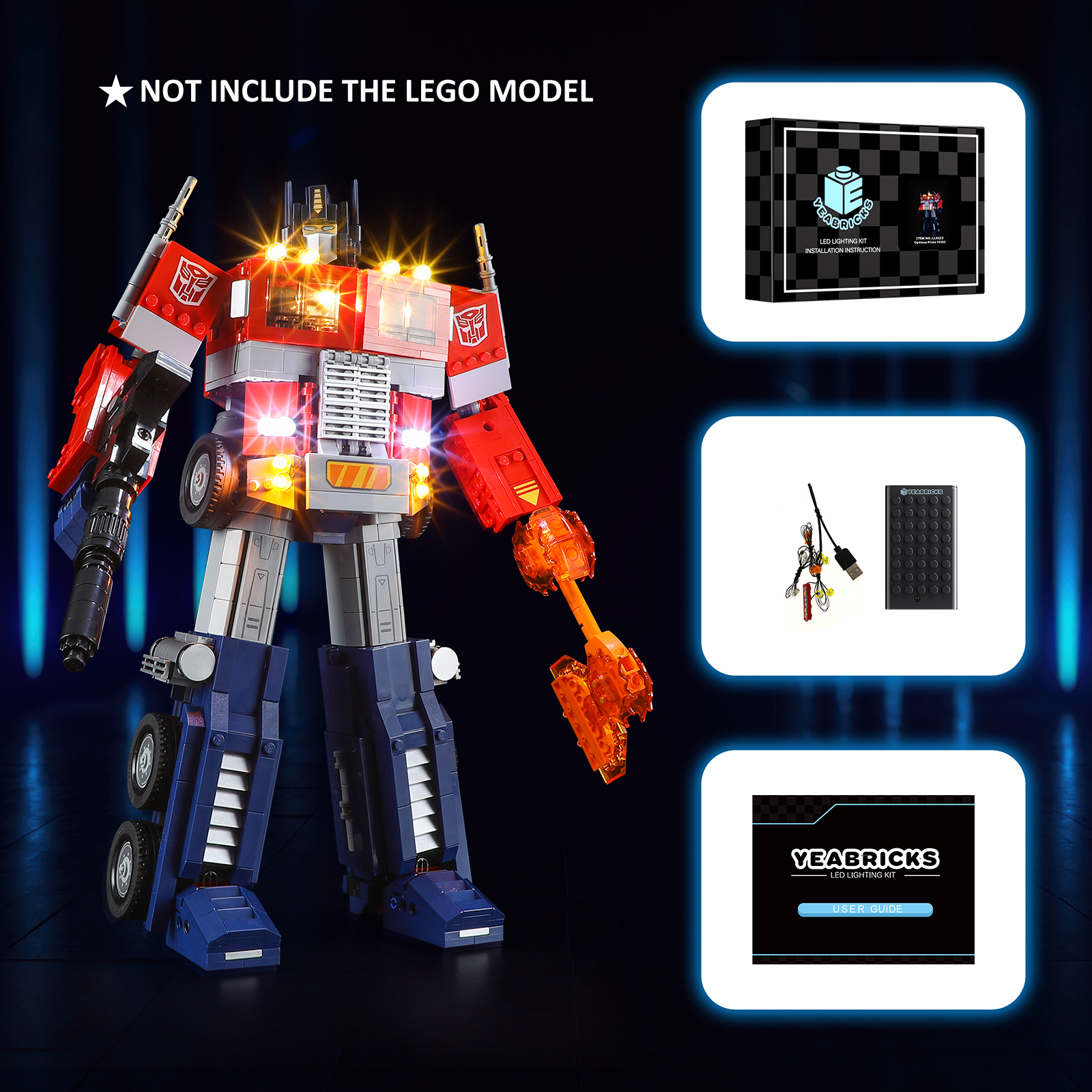 YEABRICKS LED Light Kit for 10302 Optimus Prime Building Blocks Set (NOT Include the Model) Bricks Toys for Children alx