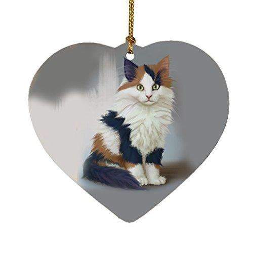 Calico Kitten Cat Heart Christmas Ornament