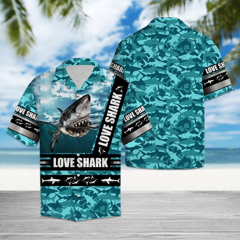 Waybackapparel Love Shark 3D Hawaiian Shirt