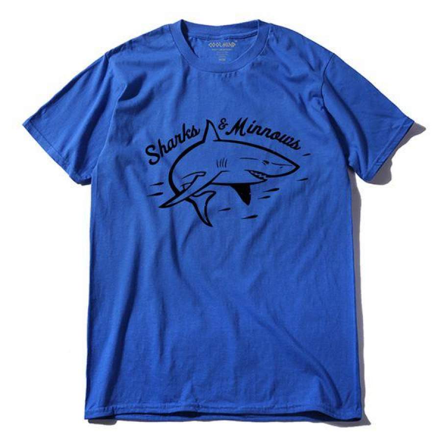 100% cotton summer short sleeve shark print men t shirt