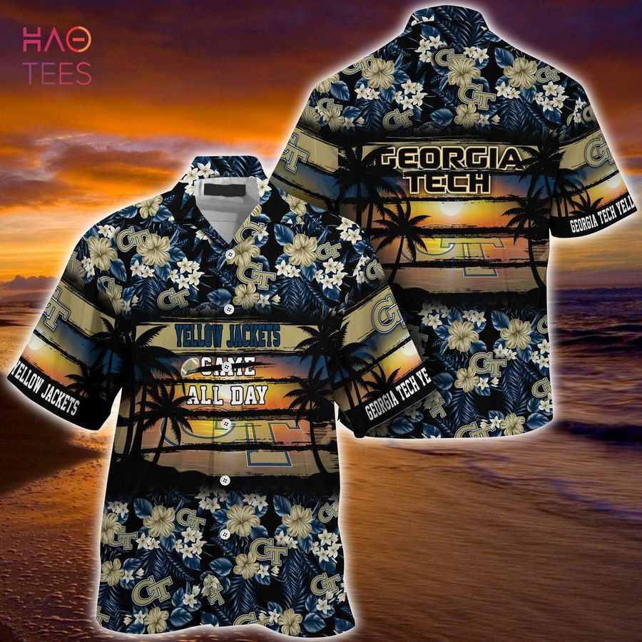 NCCA Georgia Tech Yellow Jackets Floral Pattern Trendy Hawaiian Shirt Aloha Shirt