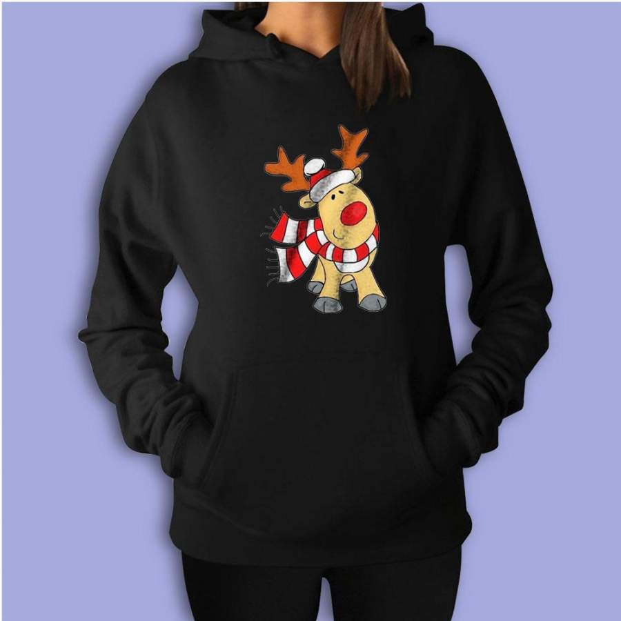 Adorable Christmas Reindeer Women’S Hoodie