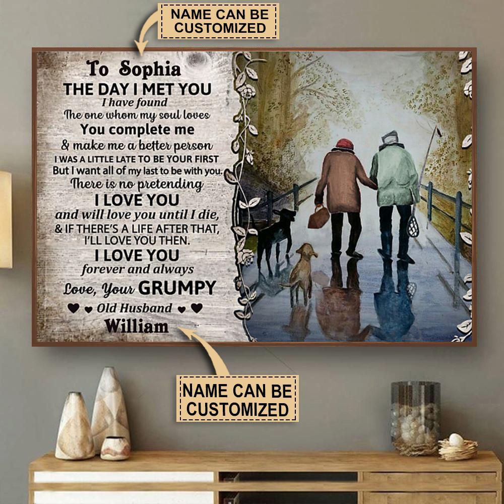 Aeticon Gifts Personalized Fishing Grumpy The Day I Met Canvas Mom Dad Gift Home Decor