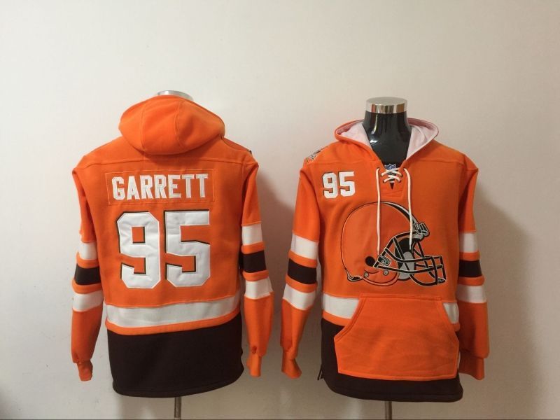 Cleveland Browns Myles Garrett #95 NFL 2020 Orange Hoodie Jersey