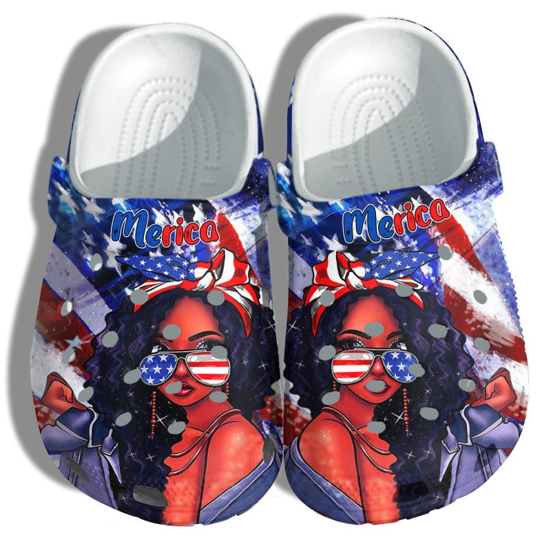 Black Girl Magic 4Th Of July Shoes Gift Women – Merica Teen Black Queen Twinkle America Flag Shoes Birthday Gift