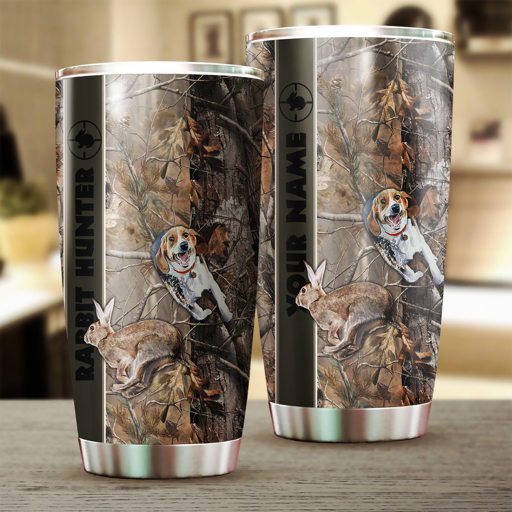 1pc Rabbit hunting with Beagle Stainless Steel Tumbler Cup Personalized gifts for Rabbit hunter – FSD1047