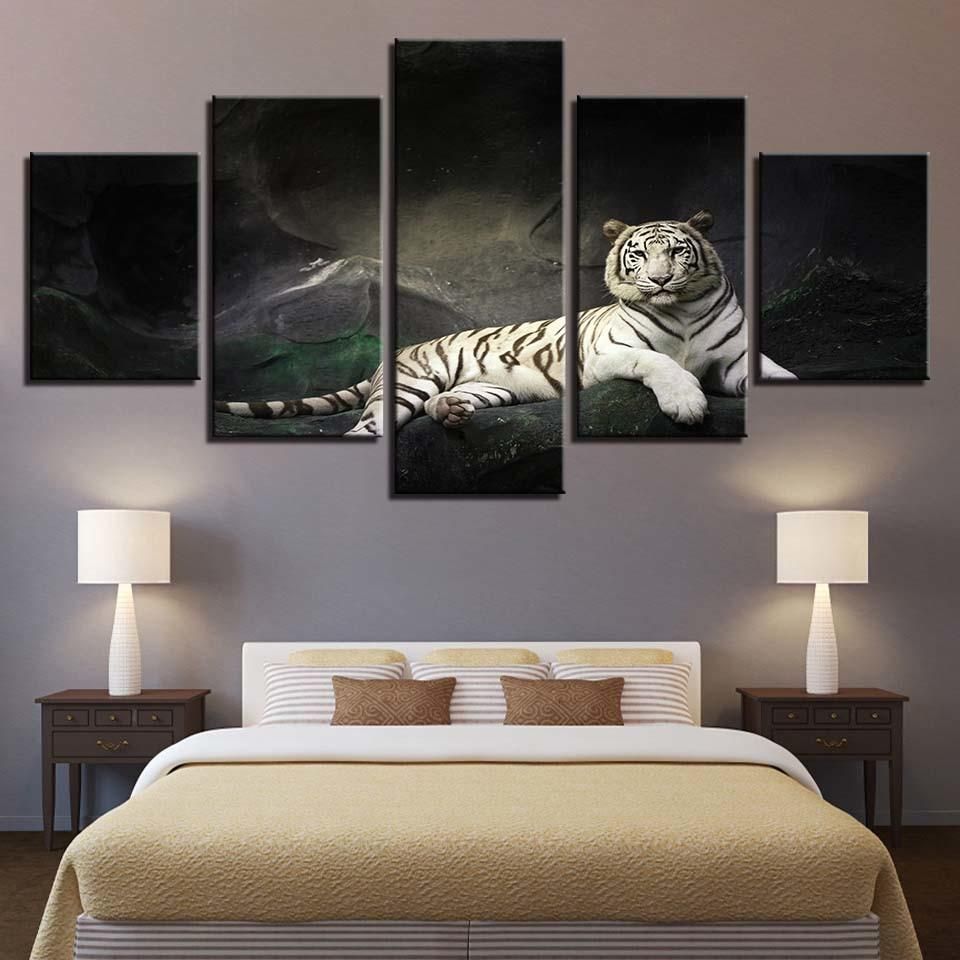 Tiger 11 Animal 5 Panel Canvas Art Wall Decor