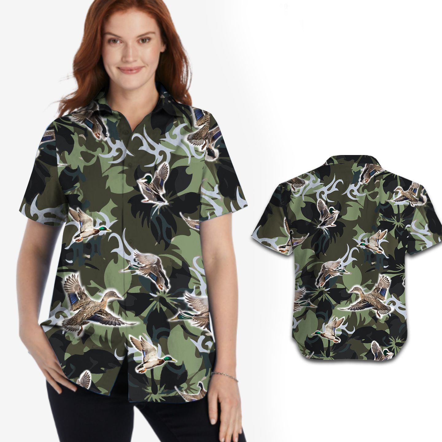 Camouflage Mallard Duck Hunting Women Hawaii Shirt For Hunters In Daily Life Ha86377