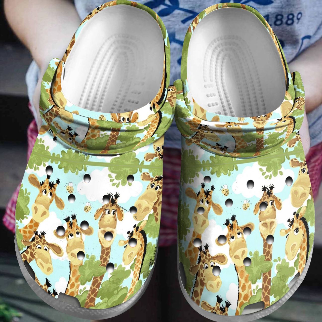 Giraffe Personalized Clog, Custom Name, Text, Color, Number Fashion Style For Women, Men, Kid, Print 3D Happy Giraffe Family